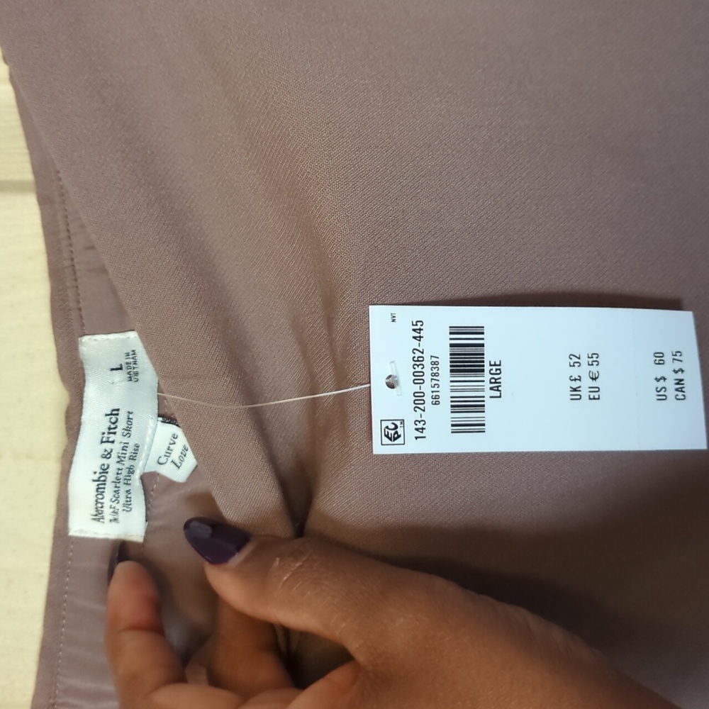 NWT Abercrombie & Fitch Large Curve Love Tailored Mini Skirt Brown - Picture 3 of 5